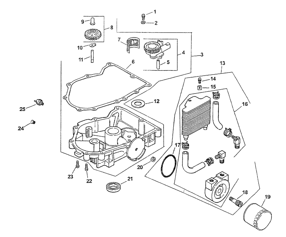 Kohler Oil Pan / Lubrication Diagram and Parts List for 3654 53AB5B8K100-ZT54 Cub Cadet Lawn Mower